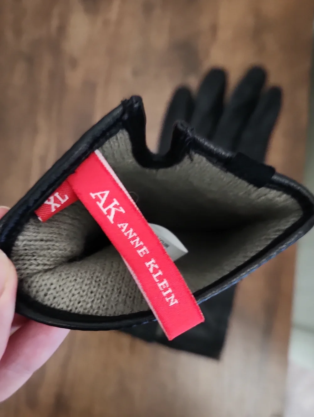 Ann Klein Classic Black Leather Gloves with Braided Cuff Detail